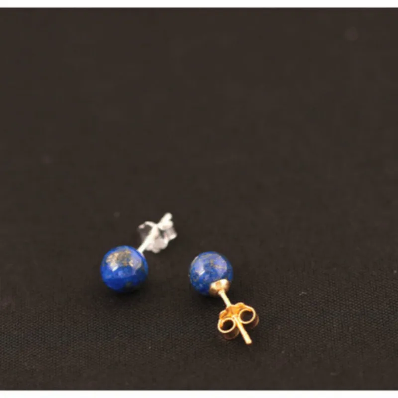 Véritables boucles d\'oreilles en argent regardé 925 pour femmes, perles lapis-lazuli, cadeau vintage pour femme, prévention des allergies, bijoux