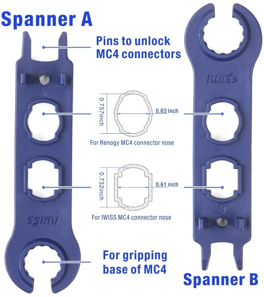 IWISS Metall Solar PV Stecker hand Werkzeug-schlüssel Komponente Pv Anschlüsse Kappe Spezielle Schlüssel Installation Werkzeug Diy Solar Spanner