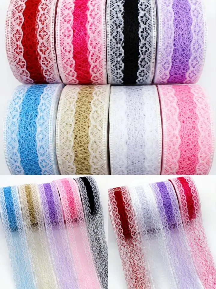 20 Yards 38MM Lace Ribbon DIY Handmade Material Headdress Bows Christmas Wedding Decoration Home Decoration Clothing Material