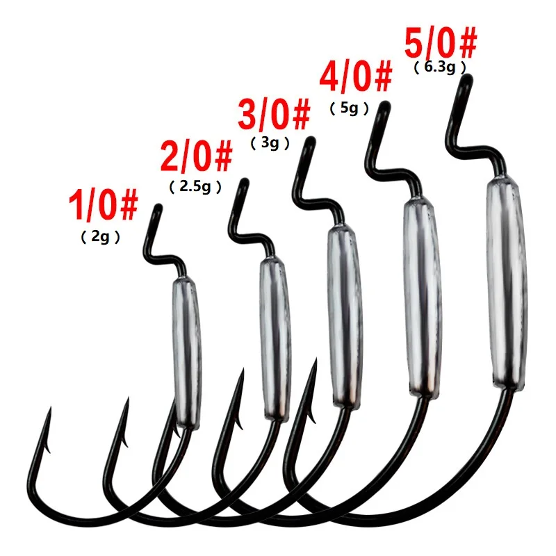 Fishing Hook Lead Jig Head Barbed Lead Hook 2g/2.5g/3g/5g/6.3g Offset Fish Hooks Fit for Texas Rigs Fishing Tackle