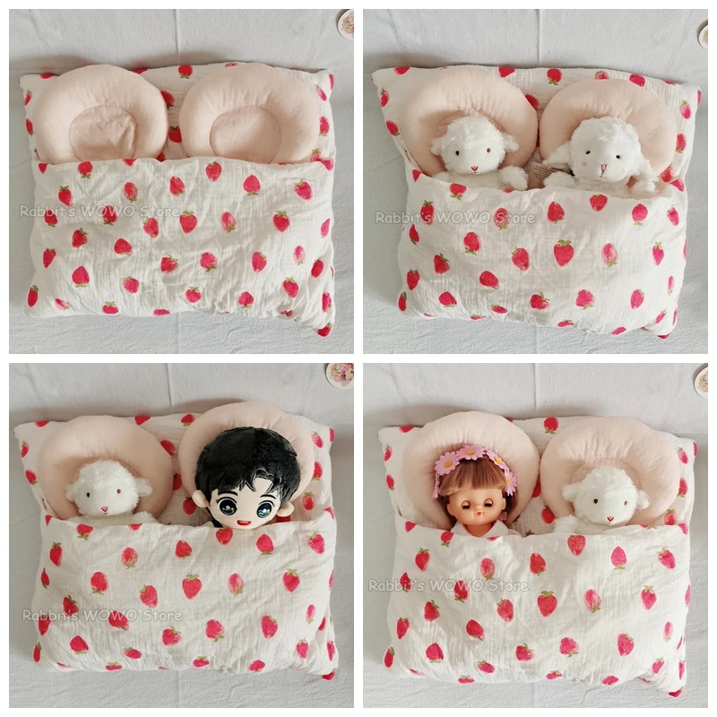 Mooie Slaapzak Deken Beddengoed Voor 20Cm Idool Poppen/25Cm Mellchan Baby Pop Uit Gaan Draagtas Zachte Quilt Tas Huis