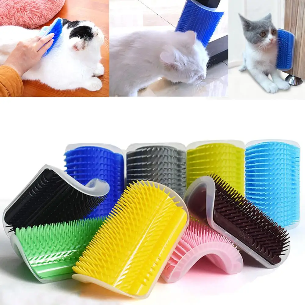 

Cat Massage Comb Kitten Self Grooming Scratcher Wall Corner Brush Cats Scratch Bristles Arch Toy Pet Plastic Hair Removal Tool