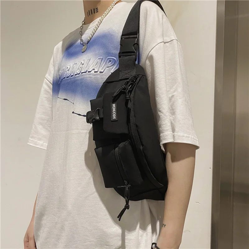 Torby Crossbody mężczyźni Hip-hop klatka piersiowa talia zamek błyskawiczny Hobos list Harajuku taktyczne studenci nowe podróże unisex nylonowa moda