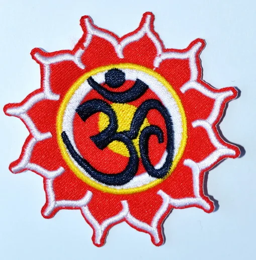 1x Sun YOGA Aum om infinity hindu indian LOTUS retro hippie Iron On patch (≈  7.5 cm)