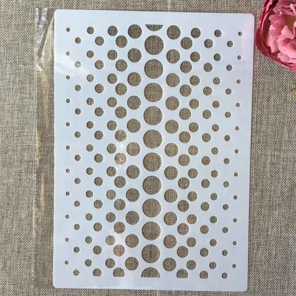 A4 29cm Dot Round Texture DIY Layering Stencils Wall Painting Scrapbook Coloring Embossing Album Decorative Template