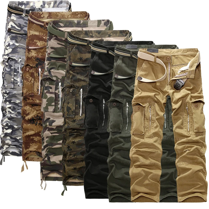 2023 Sand camouflage trousers Tactical pants men Multi-pocket Baggy overalls male cotton cargo pants for men,size 28-40