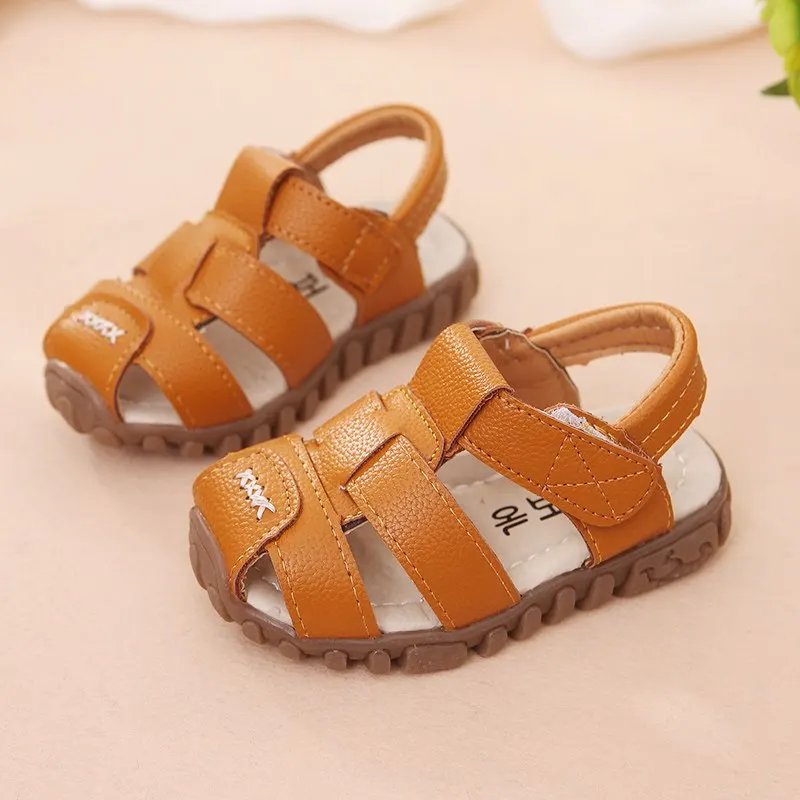 2020 Kids Beach Sandals for Boys New Summer Baby Boy Shoes Soft Leather Bottom Non-Slip Closed Toe Safty Shoes Children Sandals