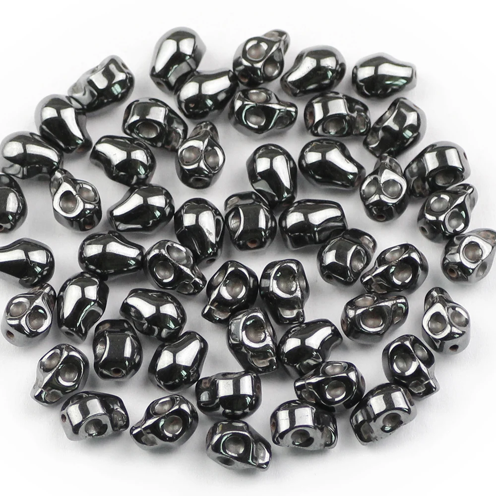 YHBZRET Natural Stone Skull Black Hematite 4/6/8MM Skeleton shape spacer Loose beads For Jewelry making bracelet accessories DIY