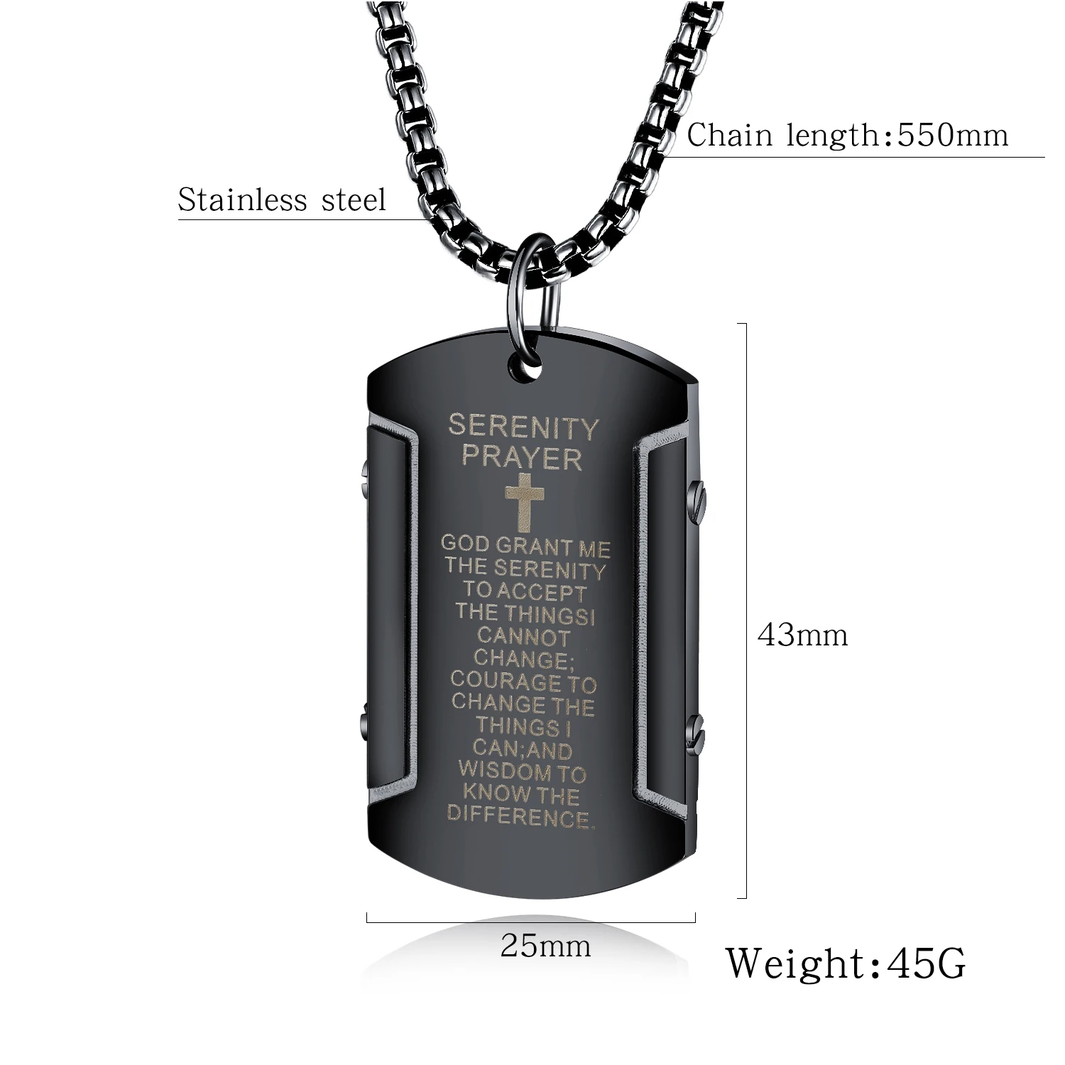 JIALY Men Stainless Steel Pendant Charm Trend Cross Necklace Military Brand With Retro Scripture