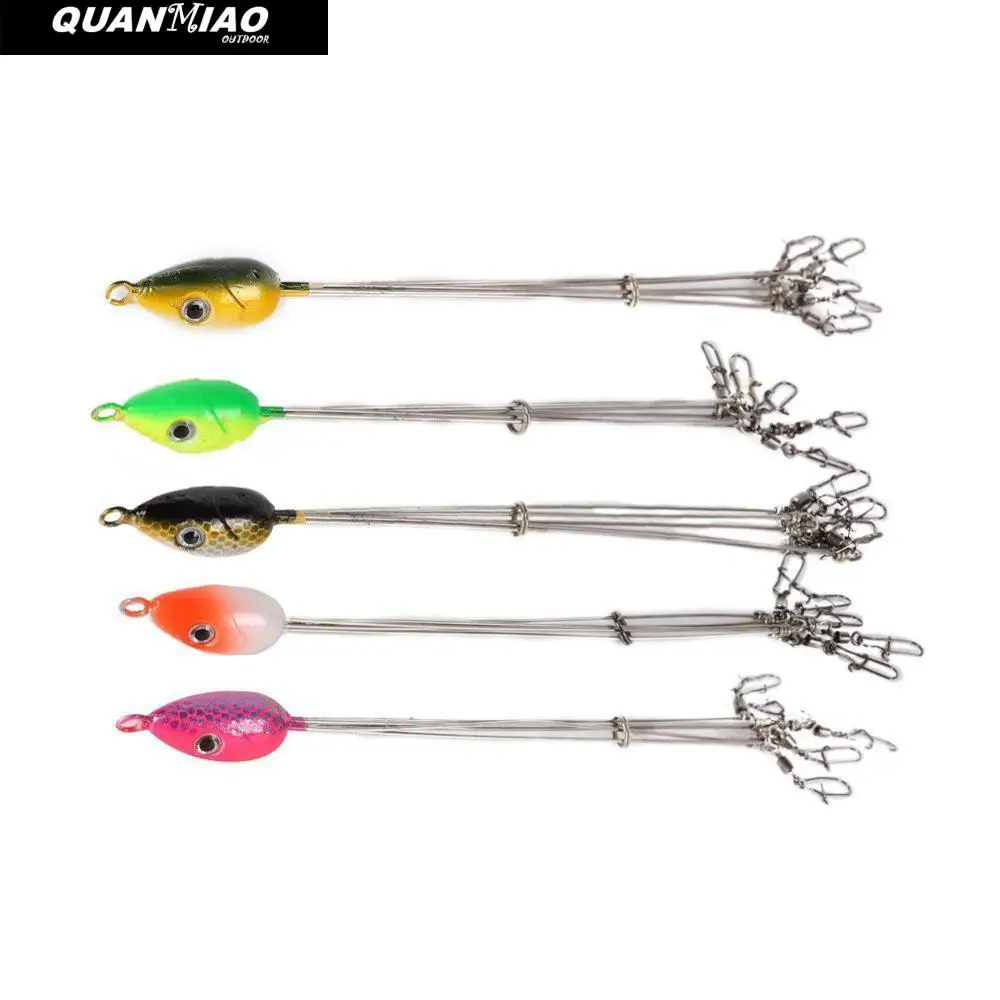 QuanMiao Umbrella Fishing Lure Rig5 Arms Alabama Rig Head Stainless Steel Bait Fish Group Lure Snap Swivel Fishing Tackle Tool