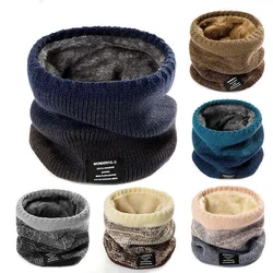 Bufanda de invierno para hombres, Bandana de punto de anillo de lana, bufanda sólida cálida, calentador de cuello, bufanda gruesa de Cachemira caliente, máscara de esquí