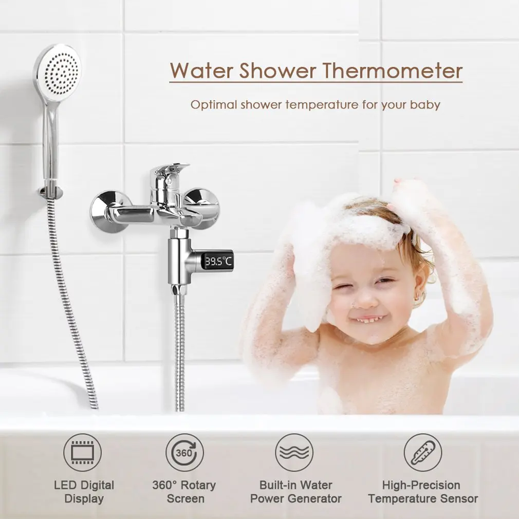 New For Bathroom LED Water Thermometer Electronic Faucet Thermometer Shower LED Thermometer Home Bathroom Shower Thermometer