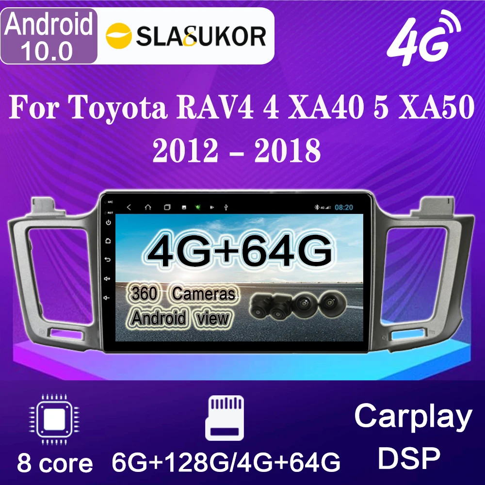 

10.2" Android 10 For Toyota RAV4 4 XA40 5 XA50 2012-2018 Car Radio Multimedia Video Player Navigation GPS Stereo Receiver DSP