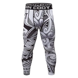 Cody Design Jogging Leggings Men Printed Jiu Jitsu Bjj gi Training Sport Stappling Pants Men Compression Tights MMA  Leggings