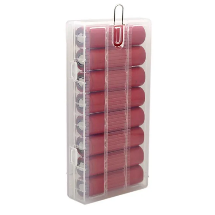 8pcs/lot MasterFire Portable 18650 Battery Transparent Holder Storage Box Case for 8 x 18650 Batteries Hard PP Cover with Hook