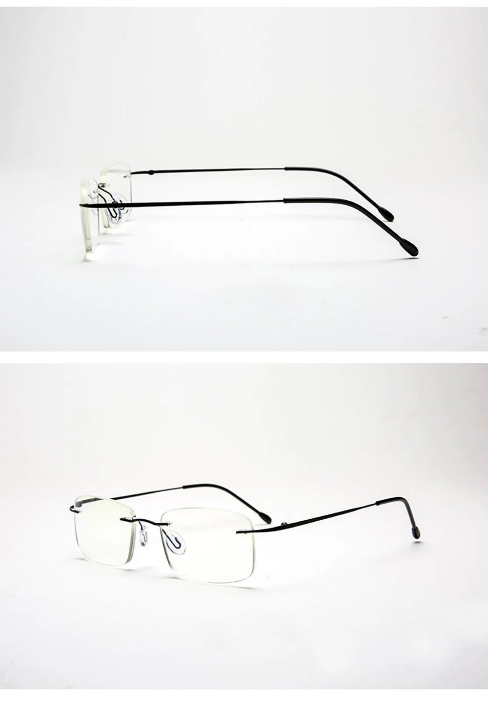 Randlose Lesebrille aus Titanlegierung, ultraleicht, quadratisch, flexibel, Presbyopie-Brille, Anti-Blue-Ray-Brille, Unisex – Detail 5