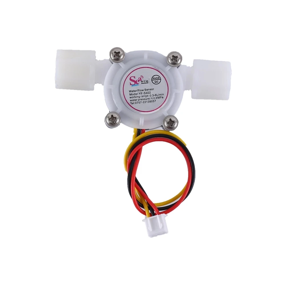 1 Pcs G1/4 Hall Effect Liquid Water Flow Sensor Switch Flowmeter Counter DC5V 0.3-6L/min White YF-S402 0.8MPa