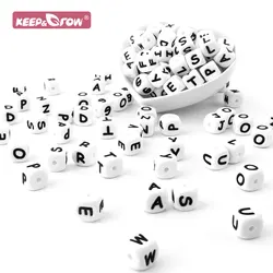 100pcs Baby Beißring 12mm Silikon Buchstaben Perlen Schnuller Clip Kette personal isierte Name Brief Perlen Zahnen Pflege Spielzeug bpa frei