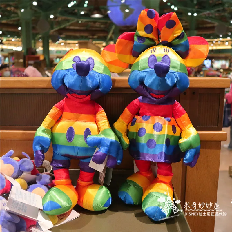 

Original Disneyland Rainbow Mickey Rainbow Minnie doll Plush Toy doll large Mickey doll birthday gift souvenir doll