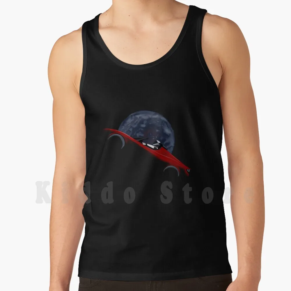 Space Car Tesla Tank Tops Vest Sleeveless Space X Spacex Tesla Space