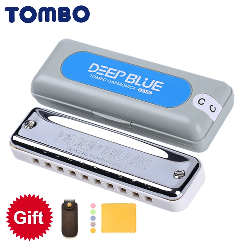 Tombo 6610S Harmonica Deep Blue Diatonic 10 Holes Blues Harp Mouth Organ ABS Key Of C Harmonica Musical Instruments Japan Tombo