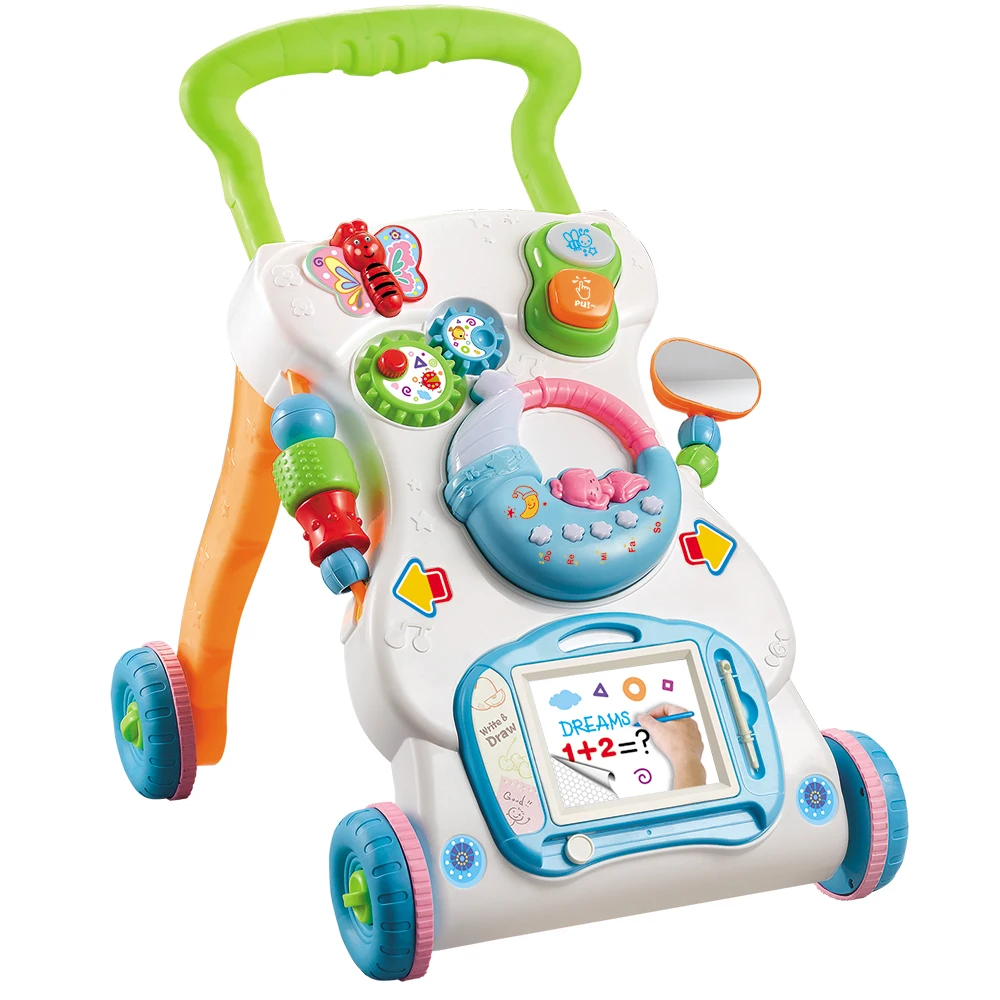 Infant child toddler walker trolley music walker adjustable speed anti rollover baby stroller toy