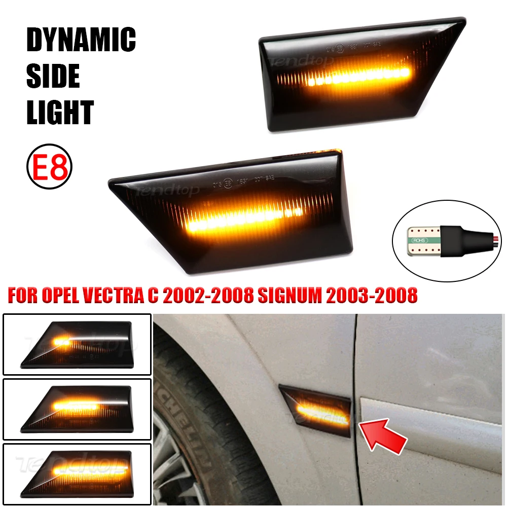 For OPEL Vectra C 02-08 for Signum 03-08 LED Dynamic Blinker Sequential Flasher Light Streamer Turn Signal Side Marker Lamp