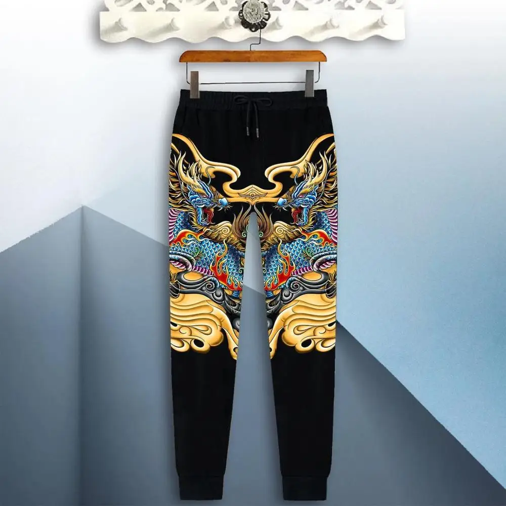 

Spring and autumn new men's casual trousers sweatpants youth loose large size elastic trousers 3d trend printing men's clothing