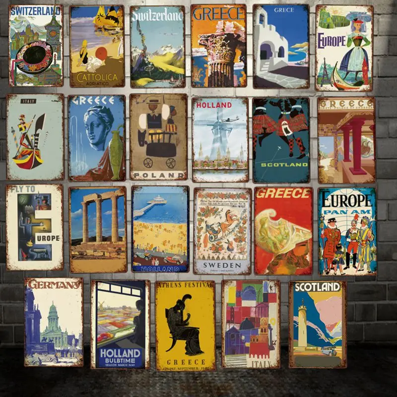 [ Mike86 ] Italy Greece Germany Tin Sign Vintage Retro Iron Painting Custom Travel HOlIDAY Picture 20*30 CM LT-1947