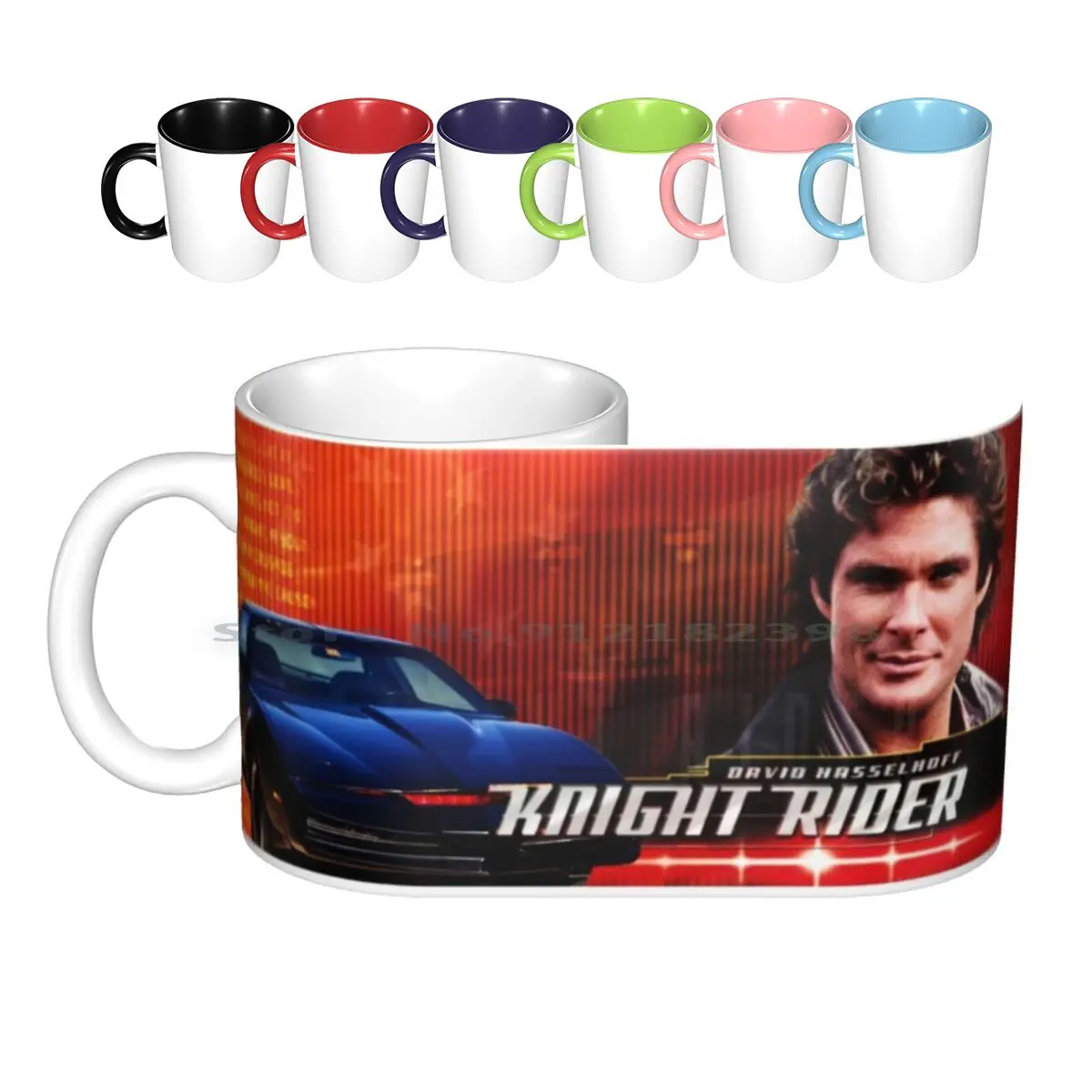 Knight Rider Ceramic Mugs Coffee Cups Milk Tea Mug Baywatch Man Sexy Hot Black 90s 90s Icon Celebrity David Hasselhoff