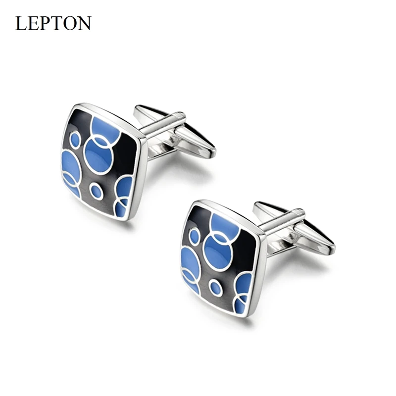 

Classic Square Metal CuffLinks Blue Black Enamel for Men's French Shirt Cuffs Lepton Cufflink Relojes Gemelos