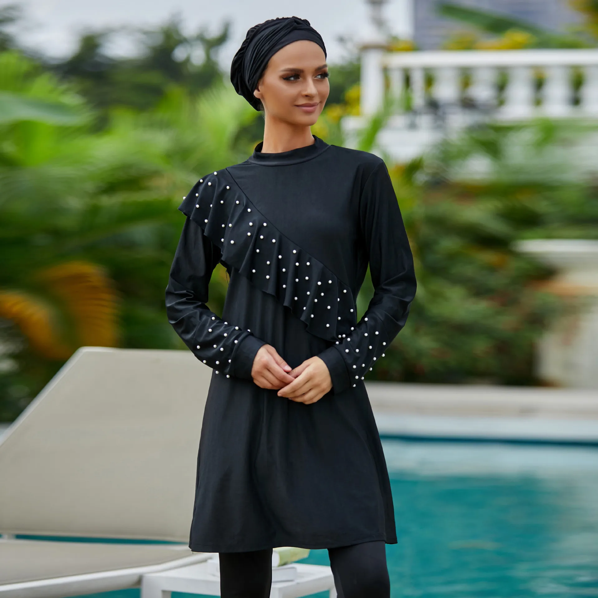 

Burkini Long Mujer Muslim Swimwear 3 Pieces Abaya Dubai Arabic Women Swimsuits Turkey Maillots De Bains Musulmans Ensemble F2964