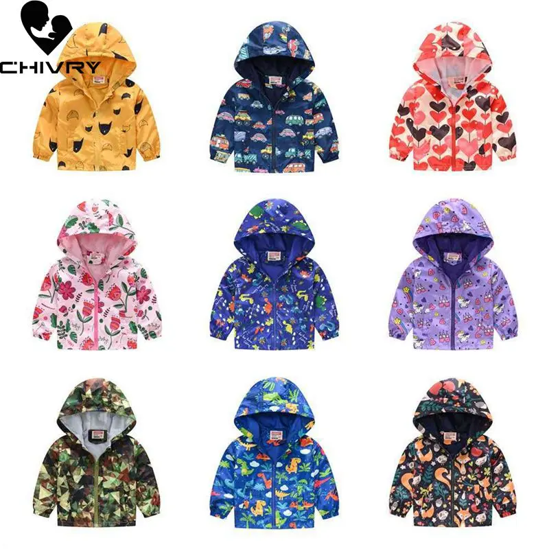 2022 Kids Clothes Boys Jackets Children Hooded Zipper Windbreaker Baby Fashion Print Coat Infant Waterproof Hoodies For Child