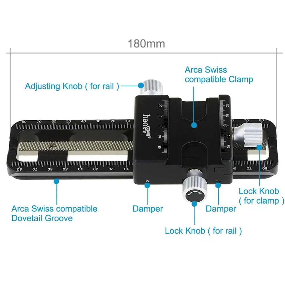 Haoge Macro Focusing Rail Slider for Precision Focus Stacking Nodal Slide Macro Close-up Photography fit Arca Swiss