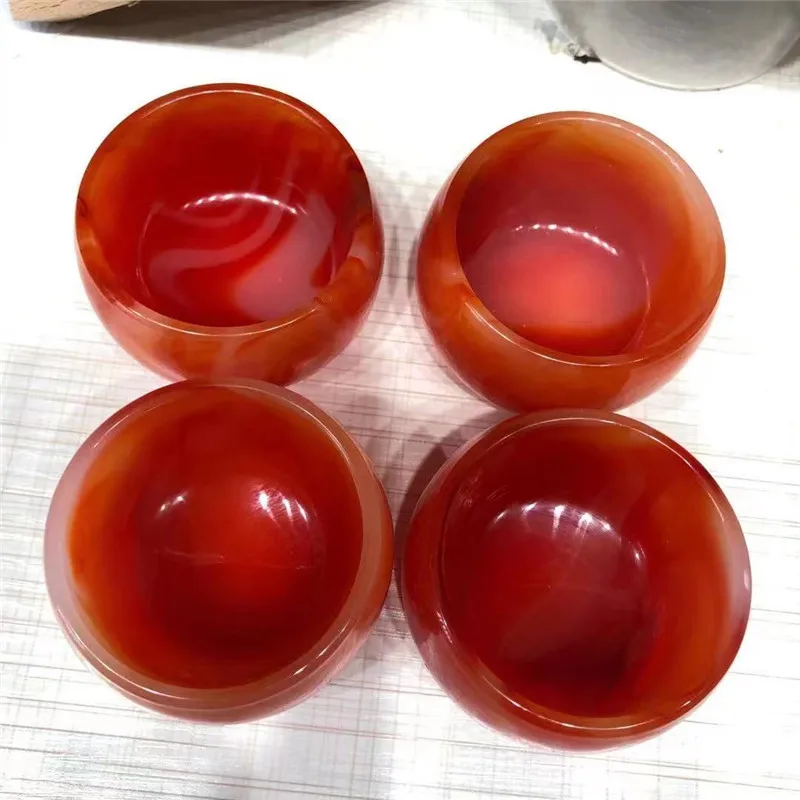 Polished glass red agate stone bowl carnelian crystals bowls for decoration