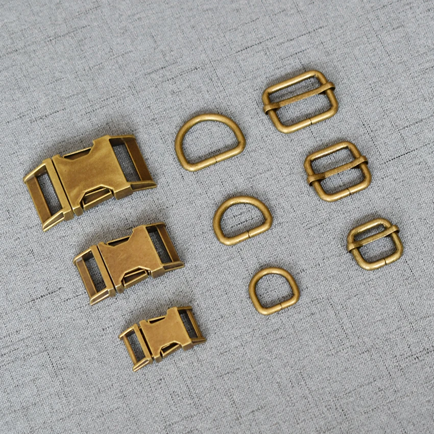 

50 Sets 15mm/20mm/25mm Antique Brass Metal Buckle Adjust D Ring Three-Piece DIY Accessory Provide Laser Engraving Service Bronze