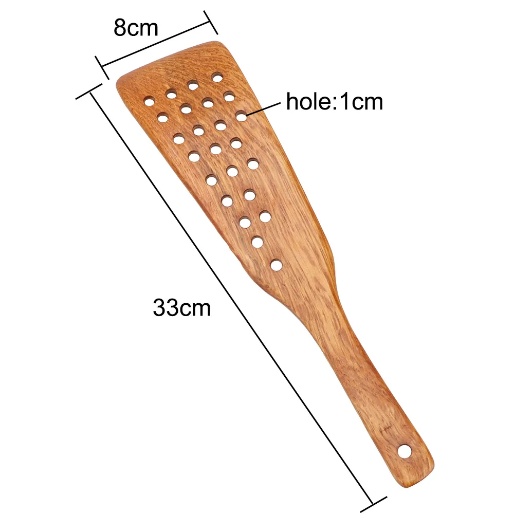 Kitchen Accessories 24 Holes Wooden Spatula Filter Shovel Frying Steak Shovel