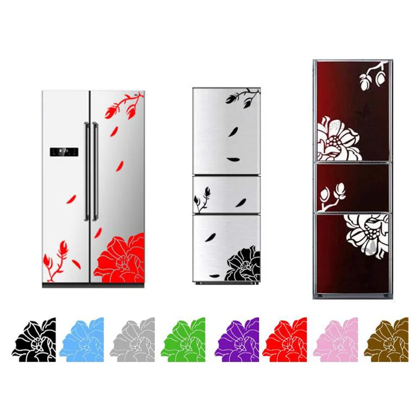 Fridge Door Cover Magnolia Wall Sticker Self-adhesive  flower Refrigerator Stickers Wallpaper home decor  adesivos de paredes