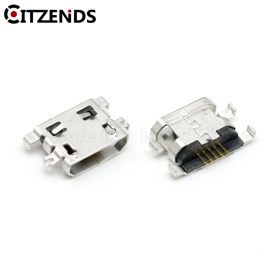 10pcs Micro USB Connector 5pin heavy plate 1.6mm no side Flat mouth without curling side Female For Mobile Phone USB tail plug