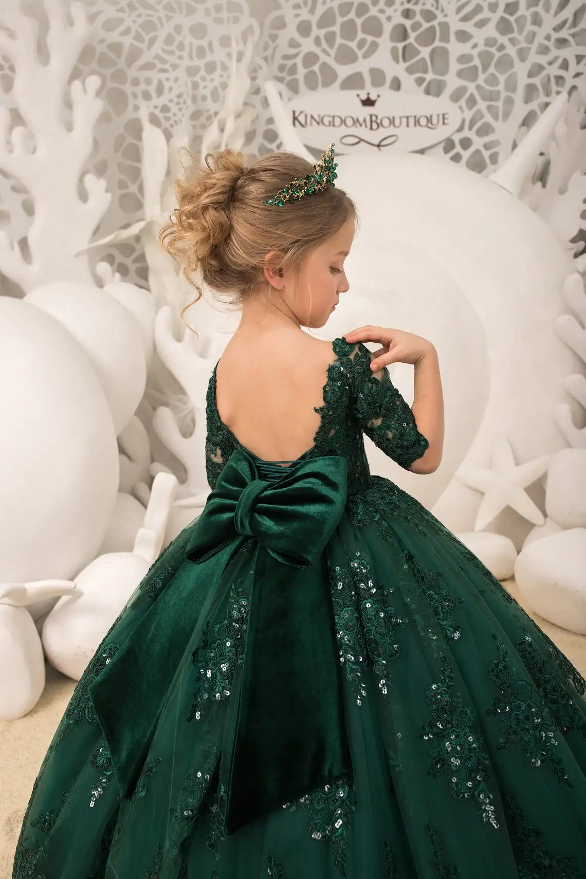 Robe de bal Vintage pour filles, en dentelle perlée, à manches courtes, tenue de spectacle pour enfants