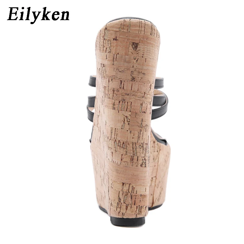 Eilyken Summer Outdoor Open Pinch Toe Platform Wedge Women Slippers Fashion Narrow Band  High Heels Flip Flops Shoes