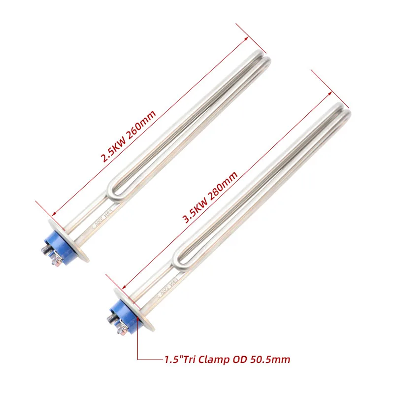 1.5 "ثلاثي المشبك (OD50.5) 2.5kw/3.5kw الفولاذ المقاوم للصدأ سخان مياه غاطس عنصر التدفئة للتخمير