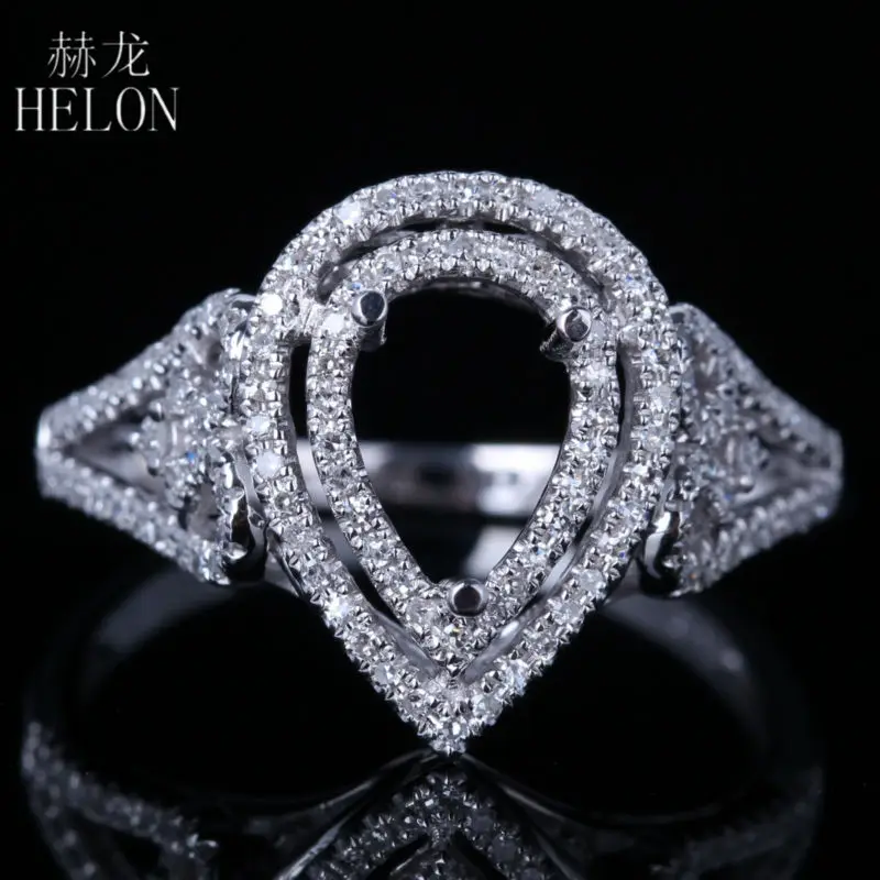 

HELON 6x8mm Pear Solid 10k Rose Gold Natural Diamonds Semi Mount Engagement Wedding Ring Women Trendy Fine Jewelry Diamond Ring