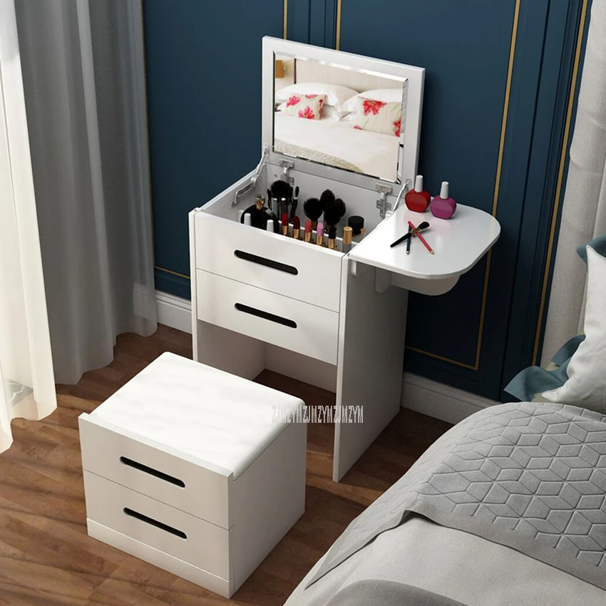 Modern Mini Dressing Table With Drawer Flip Mirror Multi-functional Home Bedroom Makeup Dresser Table Home Family Furniture