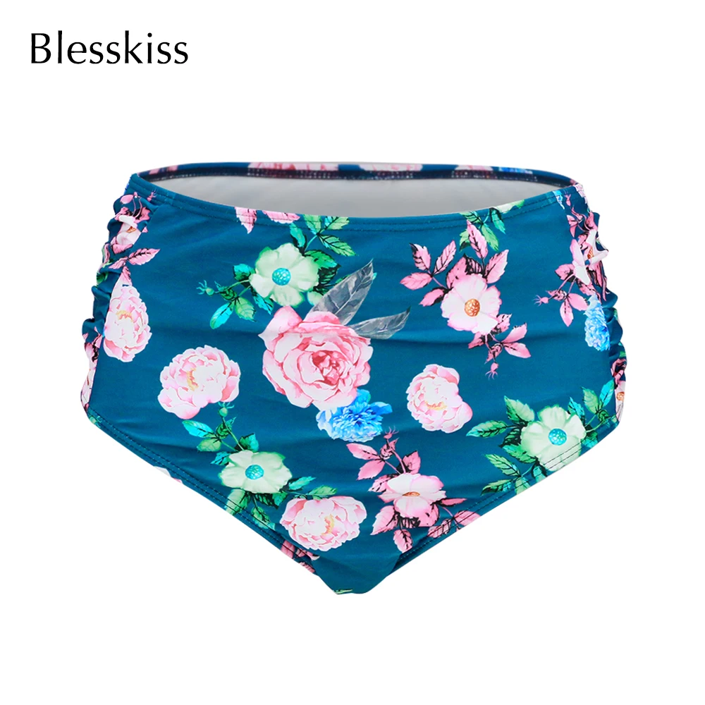 Blesskiss High waisted Bikini Bottoms For Women Swimming Pants Swimwear Printed Ladies Brazilian Swimsuit Beach Swim Briefs