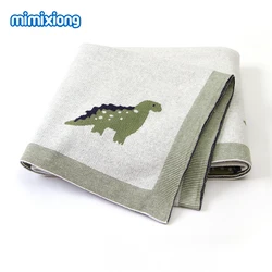 Mantas de punto de dinosaurio para recién nacidos, sobres envolventes para cochecito, sofá, ropa de cama, edredones de cuna, fundas de algodón para niños, 100x80cm