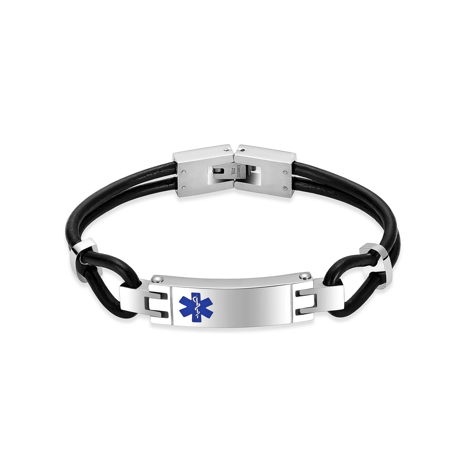 Cremation Bracelet for Ashes World Health Organization Emblem Leather Bangle Stainless Steel Memorial Urn Jewelry Keepsake