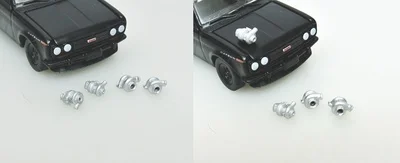 1/64 1/43 handgefertigtes Turbo-Turbolader-Automodell, Modifikation, Garage, Szene, Dekoration, 4 Stück