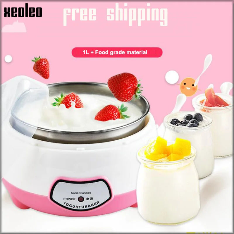 

XEOLEO Yogurt Maker Mini Automatic Yogurt Machine Household DIY Yogurt Tools Kitchen Appliances Stainless Steel Tank Pink 220V