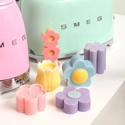 Cute Flower Silicone Candle Mold Handmade Scented Wax Mould for Candle Making Home Decoration Tools